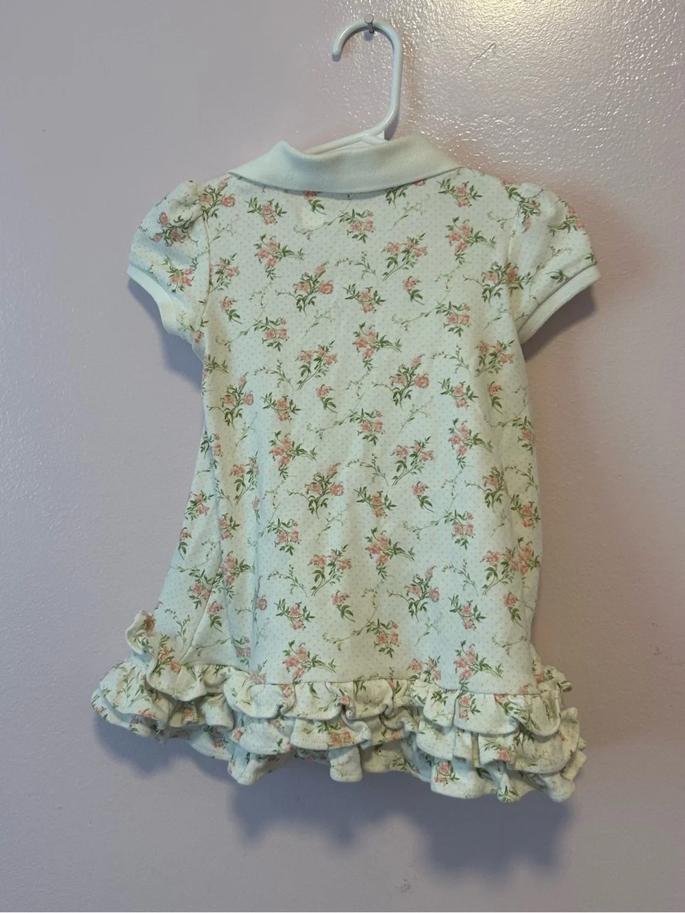 Ralph Lauren Cream Polo Dress with Pink Floral Print Sz 18 Mo